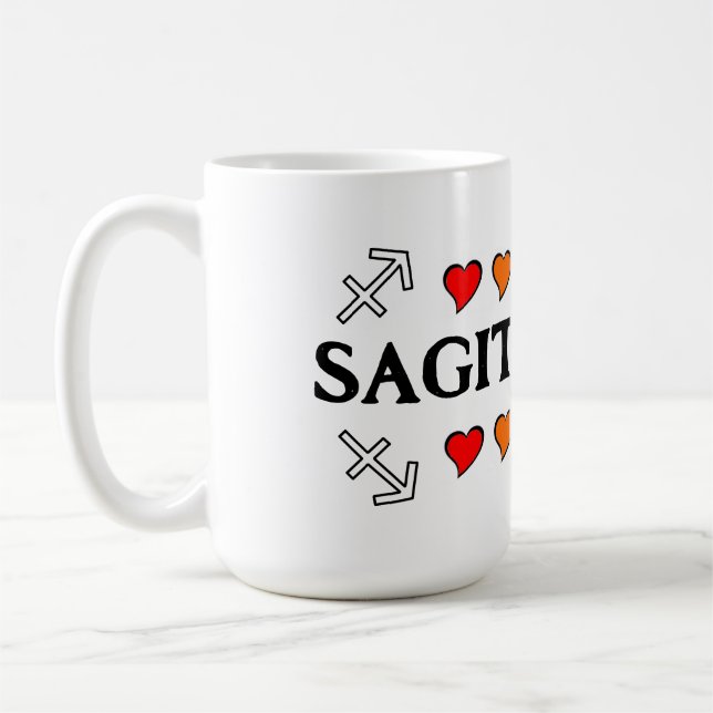 Sagittarius Rainbow Hearts Tasse (Links)