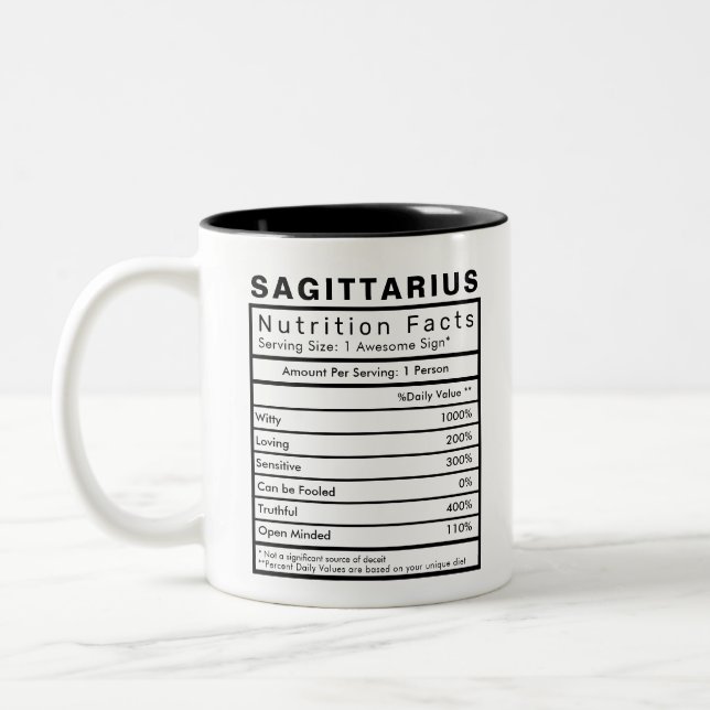 Sagittarius Star Sign Nutrition Statistiken Zweifarbige Tasse (Links)