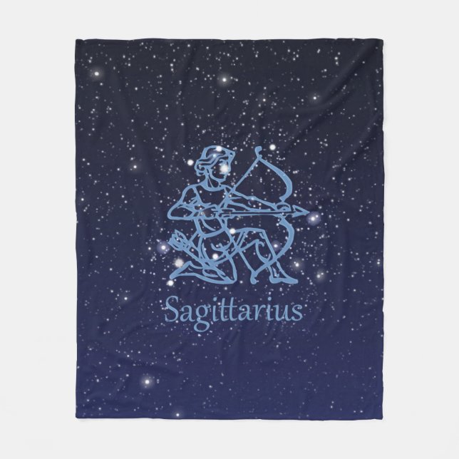 Sagittarius Sternbild & Sternzeichen mit Sternen Fleecedecke (Vorderseite)