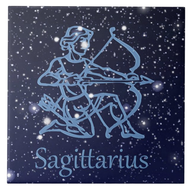 Sagittarius Sternbild & Sternzeichen mit Sternen Fliese (Vorderseite)