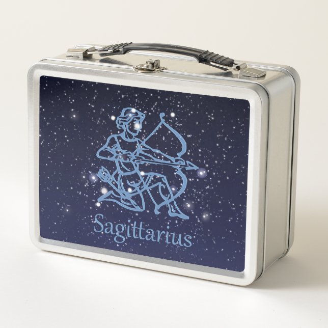 Sagittarius Sternbild & Sternzeichen mit Sternen Metall Lunch Box (Vorderseite)