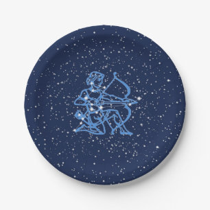 Sagittarius Sternbild & Sternzeichen mit Sternen Pappteller