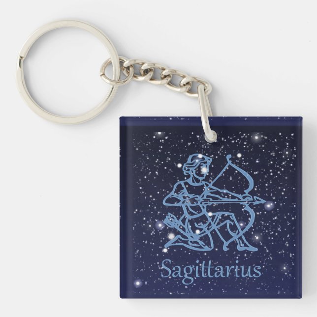 Sagittarius Sternbild & Sternzeichen mit Sternen Schlüsselanhänger (Vorderseite)