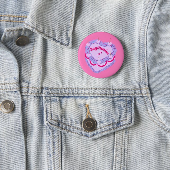 Sagittarius-Sternzeichen-Pastell-Herz-Geburtstagsk Button (Beispiel)