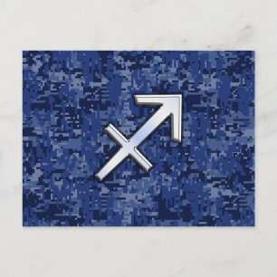 Sagittarius-Sternzeichen-Symbol Marineblau-Digital Postkarte