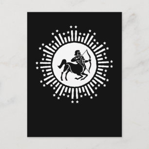 Sagittarius-Sternzeichen-Symbol mit Sternenexplosi Feiertagspostkarte