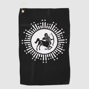 Sagittarius-Sternzeichen-Symbol mit Sternenexplosi Golfhandtuch