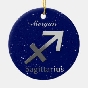 Sagittarius Sun Zeichen mit Name Keramik Ornament