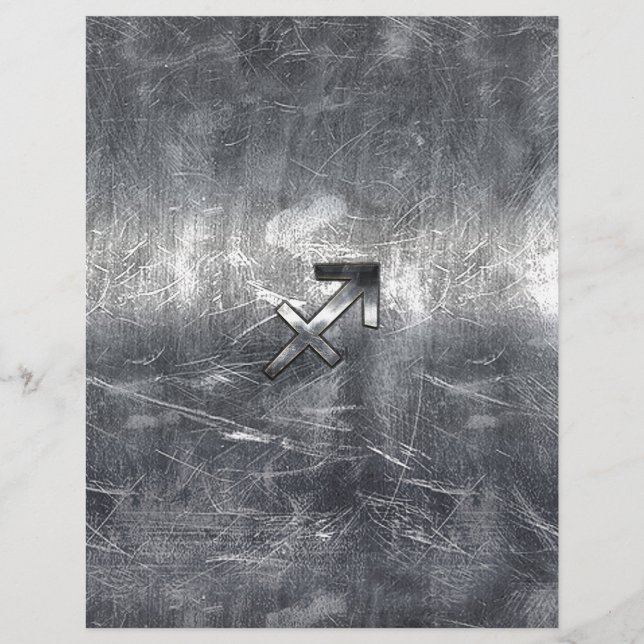 Sagittarius Symbol Grunge Distressed Steel Style (Vorderseite)