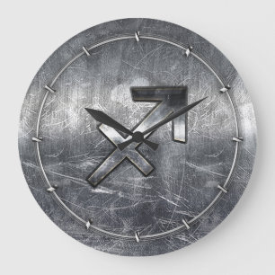 Sagittarius Symbol Grunge Distressed Steel Style Große Wanduhr