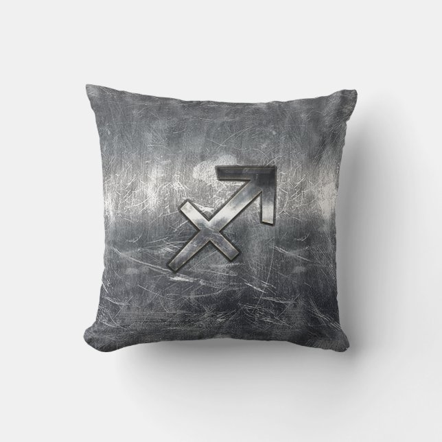 Sagittarius Symbol Grunge Distressed Steel Style Kissen (Vorderseite)