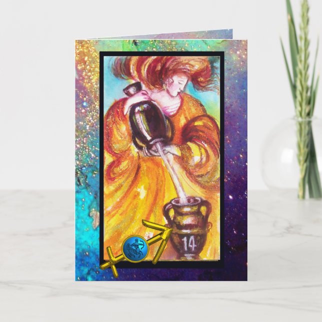 SAGITTARIUS, TEMPERANCE TAROT ZODIAC GEBURTSTAG KARTE (Vorderseite)