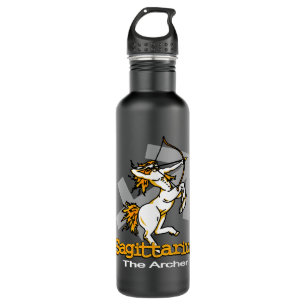 Sagittarius The Archer grau & orange Drink Flasche Edelstahlflasche