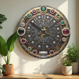 Sagittarius Uhr, Tierzeichen, Steampunk, Edelstein Runde Wanduhr