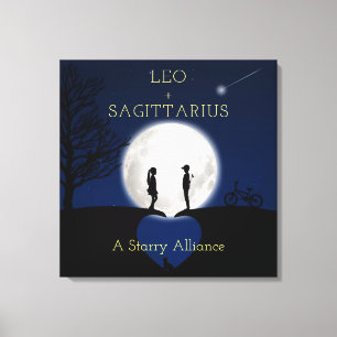 Sagittarius und Leo Zodiac Star Sign Moon Leinwand