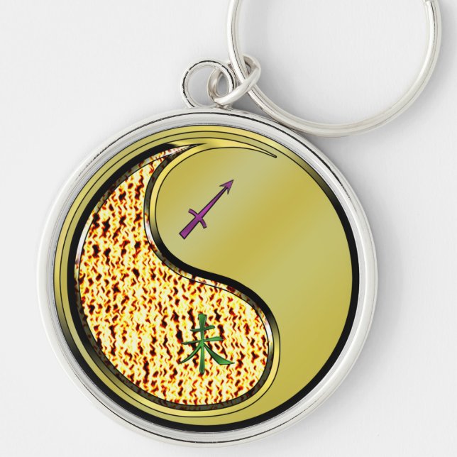Sagittarius und Metallziege Schlüsselanhänger (Vorne)