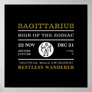 Sagittarius Zeichen des Zodiaks, astrologisch Poster