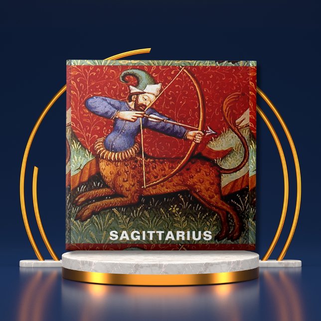 Sagittarius Zodiac 15. Jahrhundert Mittelalterlich Fliese (Sagittarius Zodiac 15th Century Medieval Art Ceramic Tile Cover)