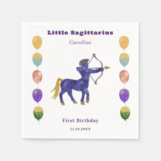 Sagittarius Zodiac 1st Birthday Balloons Artistic Serviette