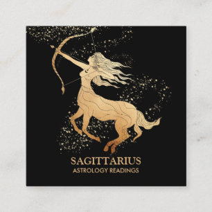 *~* SAGITTARIUS Zodiac Astrologie Readings on Blac Quadratische Visitenkarte