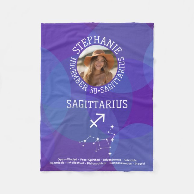Sagittarius Zodiac Astrologie Signatur Foto Geburt Fleecedecke (Vorderseite)