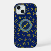 Sagittarius Zodiac+Astrologie Symbole Ptn Gld+Blue