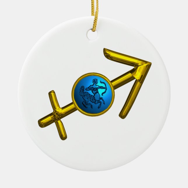SAGITTARIUS ZODIAC BIRTHDAY JEWEL Blue Türkise Keramikornament (Vorne)