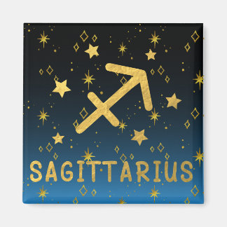 Sagittarius Zodiac Blue und Gold Magnet
