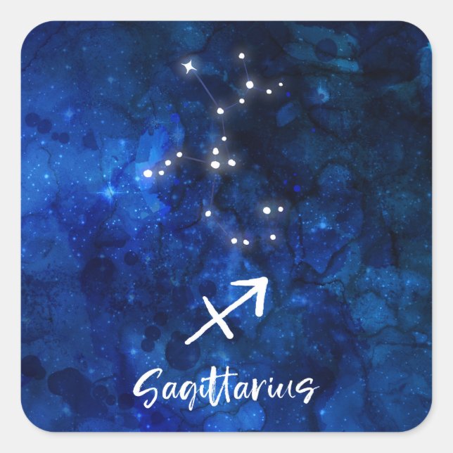 Sagittarius Zodiac Constellation Galaxy Celestial Quadratischer Aufkleber (Vorderseite)