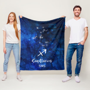 Sagittarius Zodiac Constellation Galaxy Monogram Fleecedecke