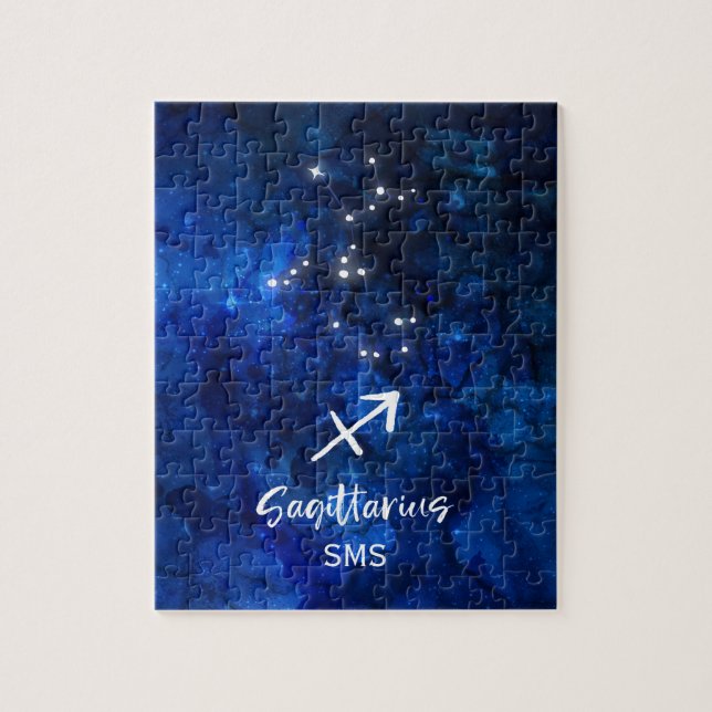 Sagittarius Zodiac Constellation Galaxy Monogram Puzzle (Vertikal)