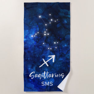 Sagittarius Zodiac Constellation Galaxy Monogram Strandtuch