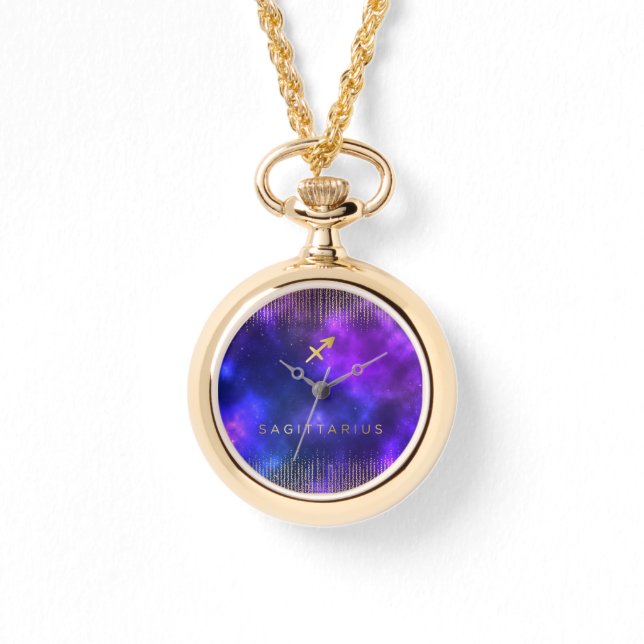 Sagittarius Zodiac Custom Gold Wrap-Around Watch Armbanduhr (Vorderseite)