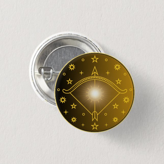 Sagittarius Zodiac Emblem Minimal Celestial Symbol Button (Vorne & Hinten)