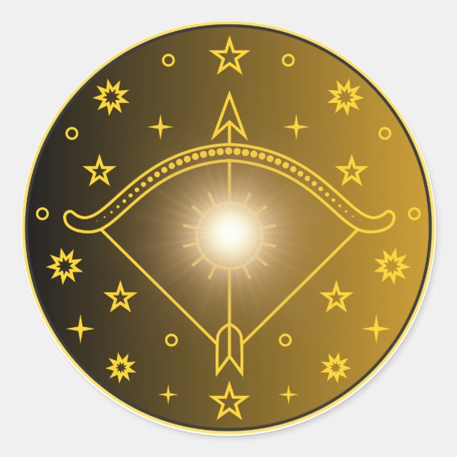 Sagittarius Zodiac Emblem Minimal Celestial Symbol Runder Aufkleber (Vorderseite)