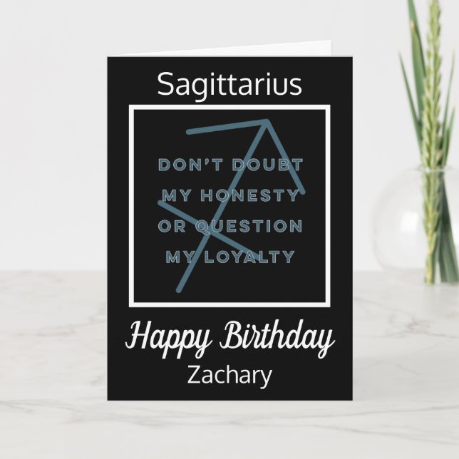 Sagittarius Zodiac Fun Zitat Black & White Geburts Karte (Vorderseite)