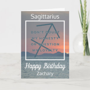 Sagittarius Zodiac Fun Zitat Blue & White Geburtst Karte