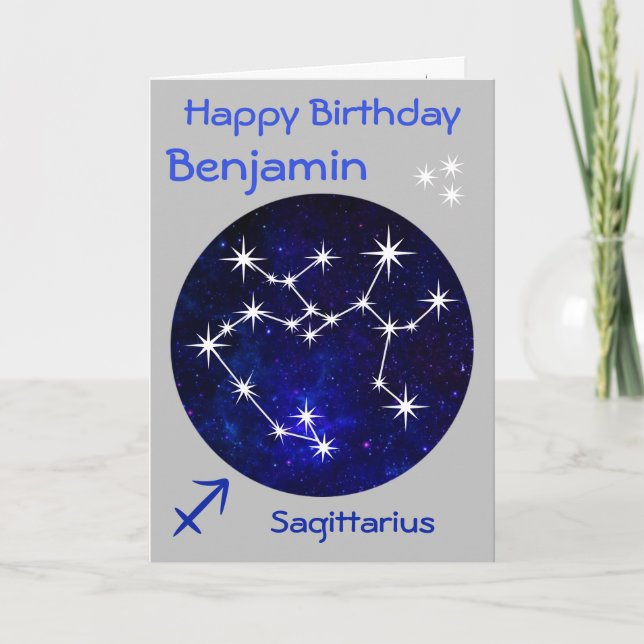 Sagittarius Zodiac Geburtstagskarte Karte (Vorderseite)