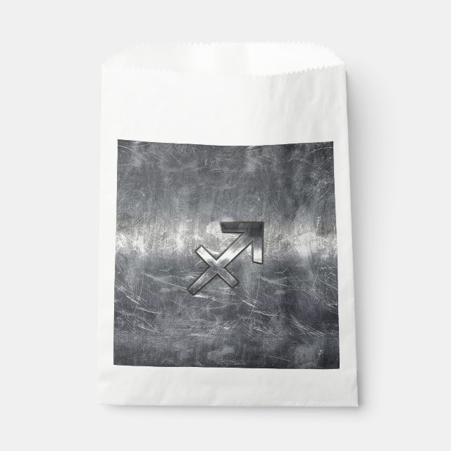 Sagittarius Zodiac Grunge gestörter Stahlstil Geschenktütchen (Vorderseite)
