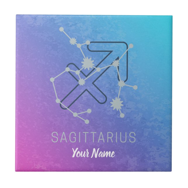 Sagittarius Zodiac Horoscope Star Constellation Fliese (Vorderseite)