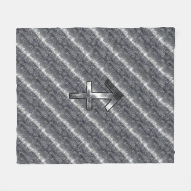 Sagittarius Zodiac in Grunge gestörter Stahl ausse Fleecedecke (Vorderseite (Horizontal))