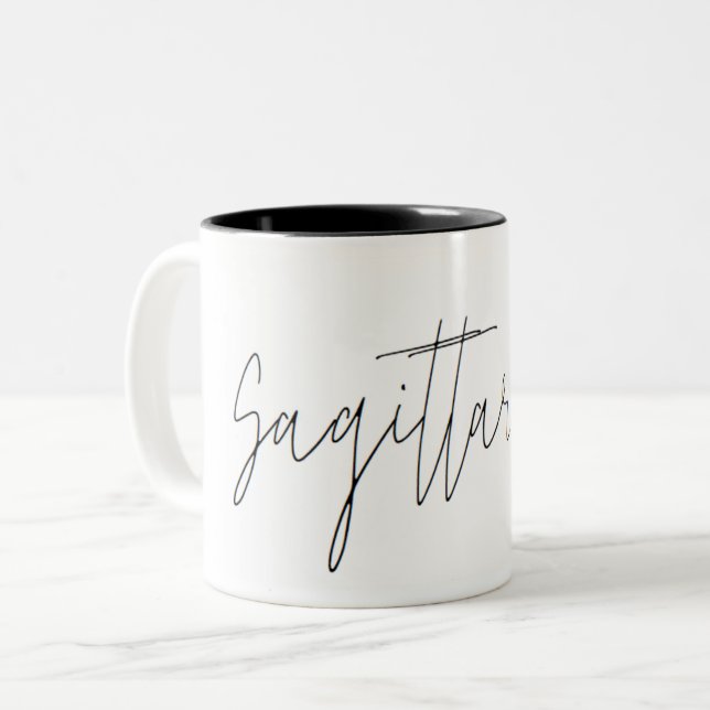 Sagittarius Zodiac Minimalistische Tasse (Vorderseite Links)