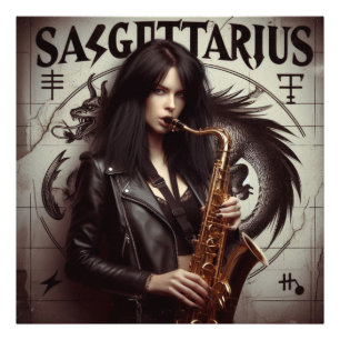 Sagittarius Zodiac Musician Saxophon Fotodruck