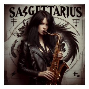 Sagittarius Zodiac Musician Saxophon Poster