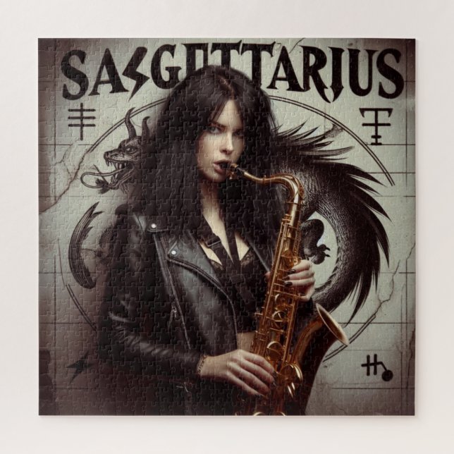 Sagittarius Zodiac Musician Saxophon Puzzle (Vertikal)