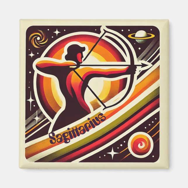 Sagittarius Zodiac Retro Magnet (Vorne)