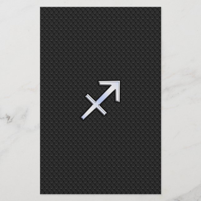 Sagittarius Zodiac Sign auf Black Snake Skin Decke Briefpapier (Vorderseite)