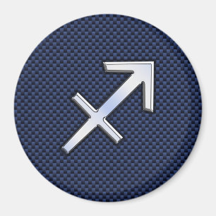 Sagittarius Zodiac Sign auf blauem Carbon Fibre De Magnet