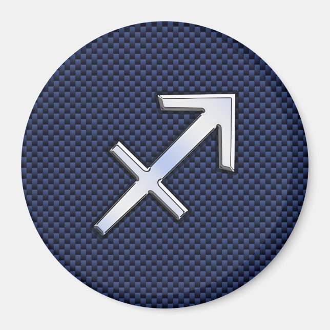Sagittarius Zodiac Sign auf blauem Carbon Fibre De Magnet (Vorne)