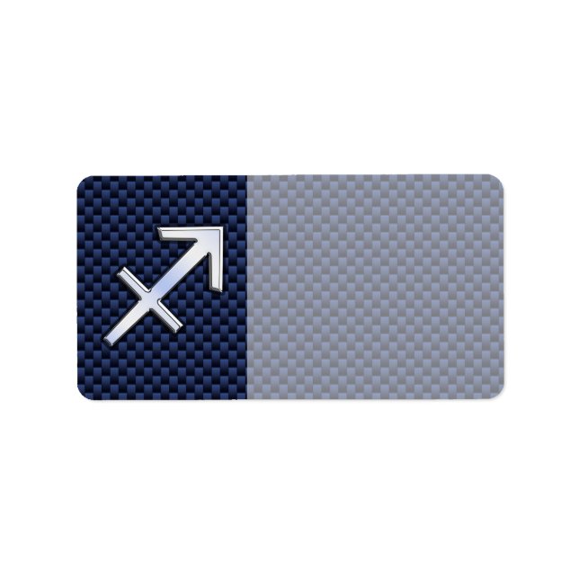 Sagittarius Zodiac Sign auf Blue Carbon Fibre Prin Adressaufkleber (Vorne)